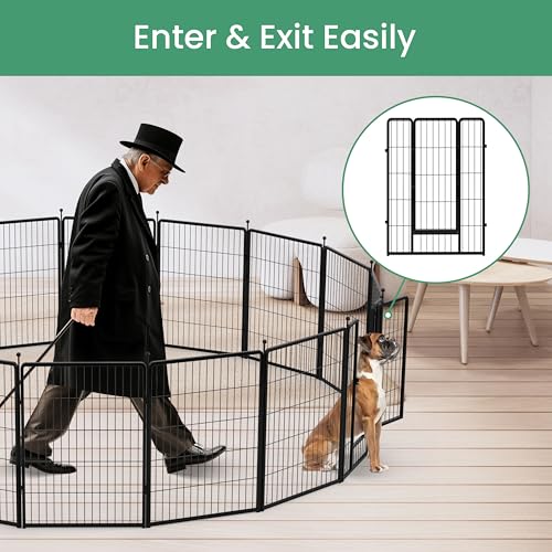HealSmart Dog Playpen Indoor 32" Height 8 Panels for Small/Medium Dogs, Black J454