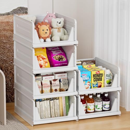 5 Pack Stackable Closet Storage Basket, Foldable Organizer, White M149842