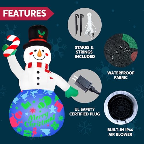 Joiedomi 6 FT Tall Christmas Inflatables Snowman with Built-in LEDs U780