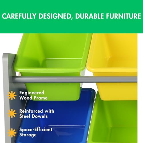 Humble Crew Supersized Toy Storage Organizer with 16 Removable Bins, Grey/White D772791