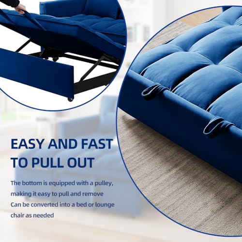3-In-1 Velvet Sleeper Sofa Bed with Adjustable Back, Storage Bag & Pillow U28223