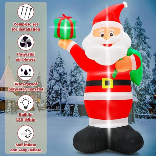 Giant Inflatable Santa Claus with LED Lights Outdoor Christmas Decorations W1618