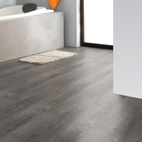 Luxury Wood Grain Peel and Stick Vinyl Flooring Roll 17.72" x 118" Grey R228