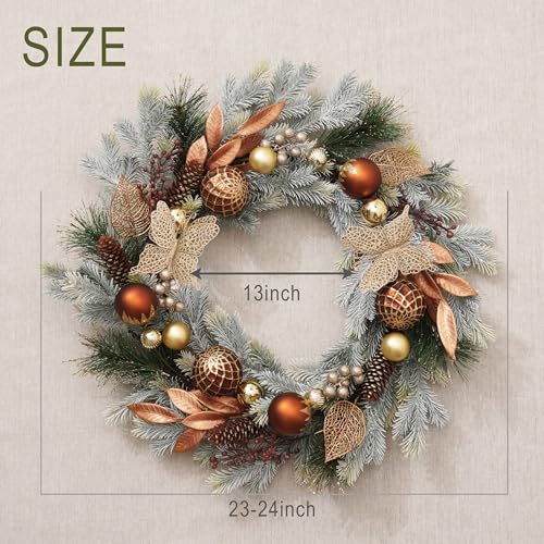 DecorbyHannah 24" Pre-Lit Pink Christmas Wreath with Ornaments Z91208