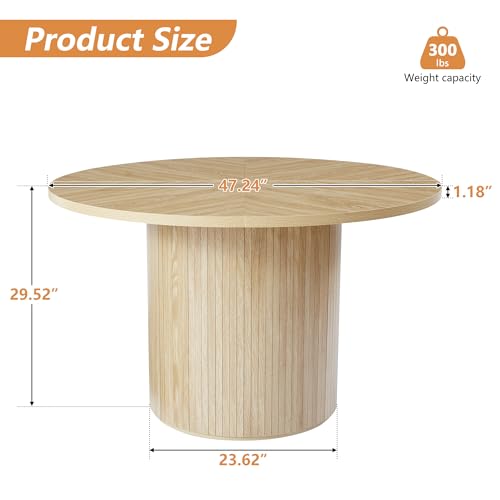 47 inch Round Dining Table with Storage Shelf (Walnut) N502088