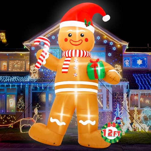 Giant Inflatable Santa Claus with LED Lights Outdoor Christmas Decorations W1618