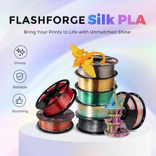 FLASHFORGE Silk PLA Filament 1.75mm, 1kg Spool V8381