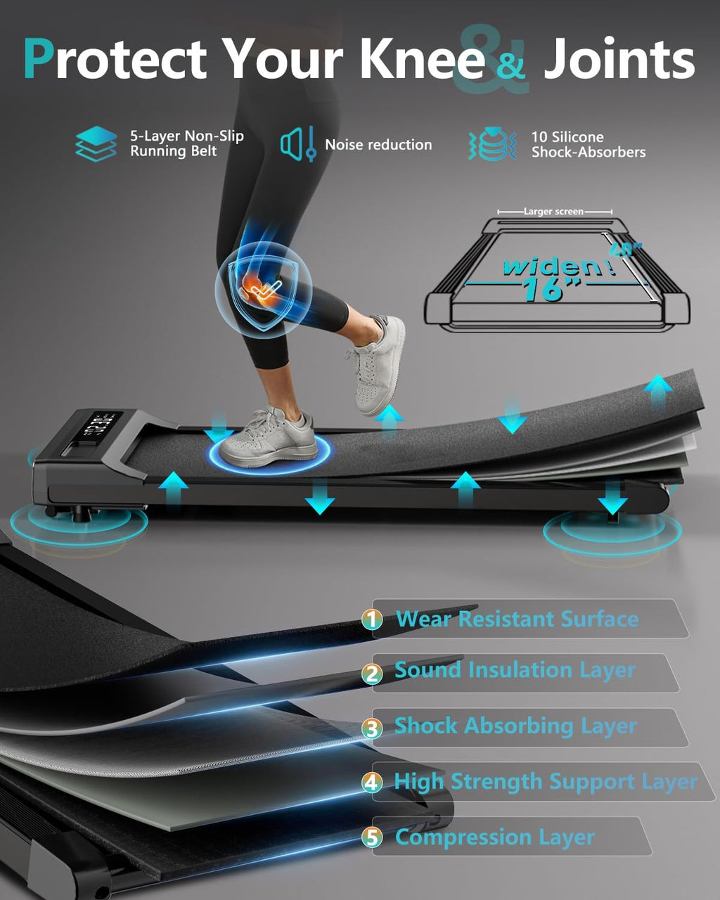 Walking Pad Under Desk Treadmill with Remote Control, 2 in 1 for Walking and Jogging Q332