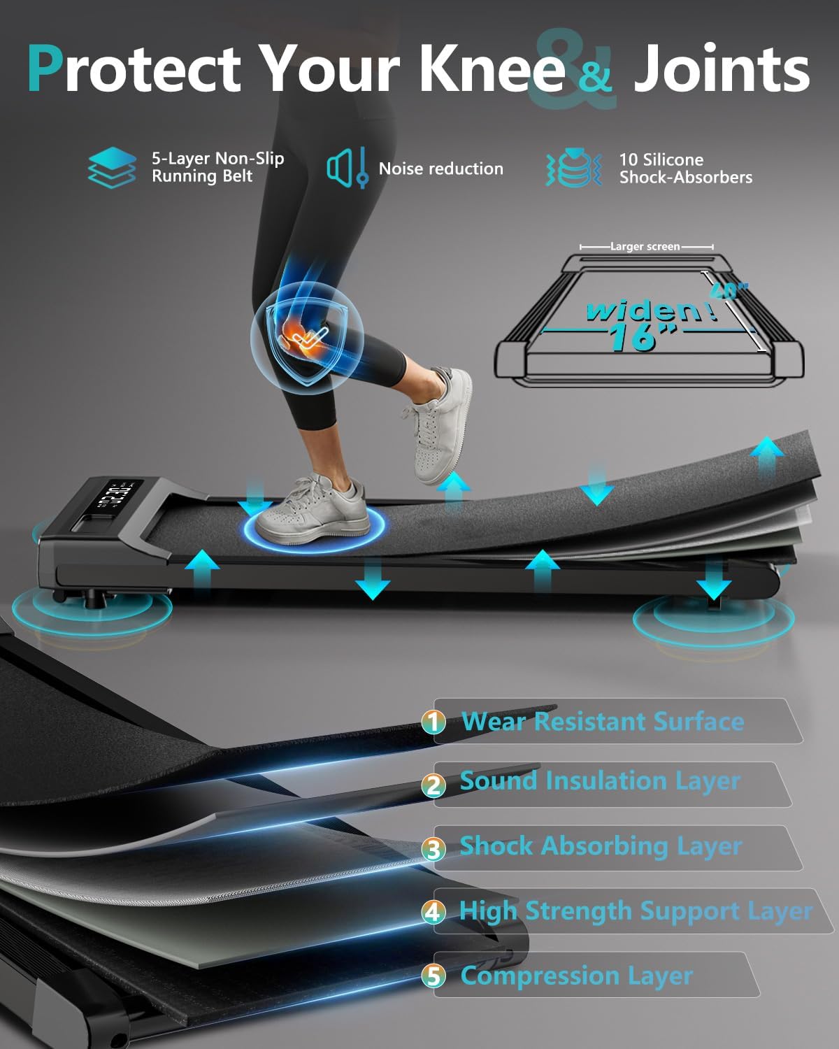 Walking Pad Under Desk Treadmill with Remote Control, 2 in 1 for Walking and Jogging Q332