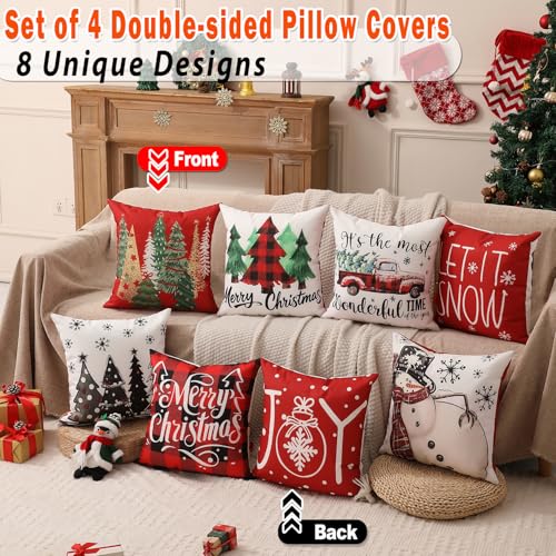 Christmas Pillow Covers 18x18 Set of 4, Double-Sided Print G493315