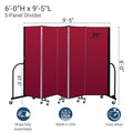 Standard Room Divider with Metal Frame, 5-Panel Folding Portable Partition Privacy Walls for Schools and Offices, 6' H x 9'-5" W - Grey Smoke Fabric