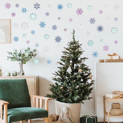 Pickmesh 45 Pcs Christmas Snowflake Window Gel Clings Removable Reusable U3538