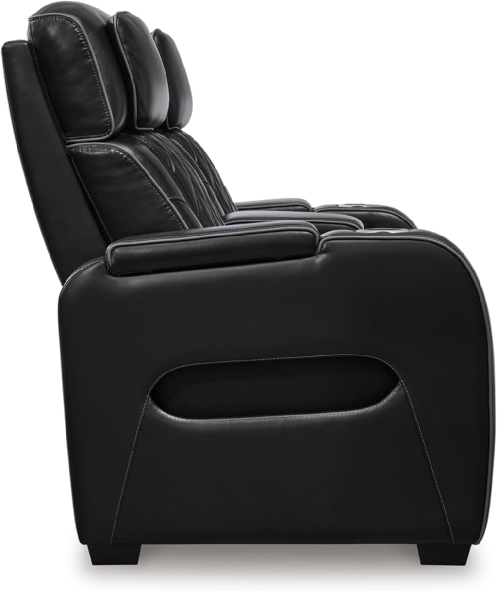 Signature Design by Ashley Boyington Power Reclining Loveseat with Console, Black V70876