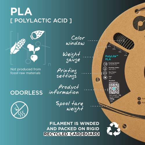 Polymaker PolyLite PLA Filament 1.75mm 1kg Black H626