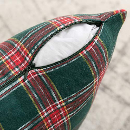 Pack of 2 Christmas Plaid Throw Pillow Covers Green 20x20 Inches U98072
