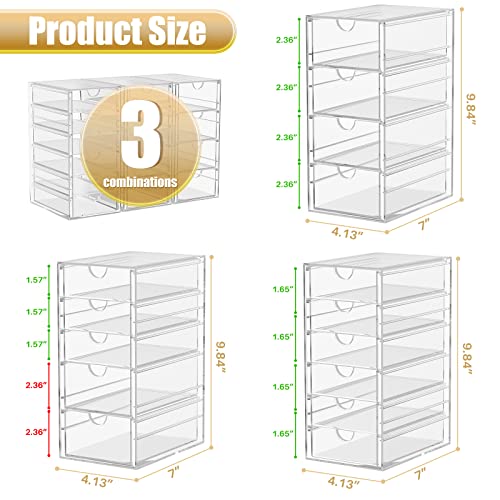 Acrylic Makeup Organizer with 19 Drawers, 4 Pack Clear Storage B90209