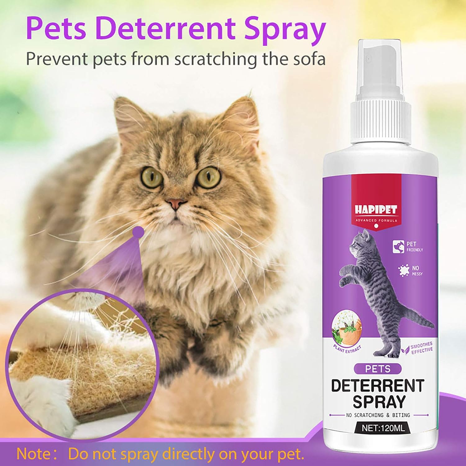 Cat Deterrent Spray, Natural Indoor & Outdoor Repellent for Pets L7893