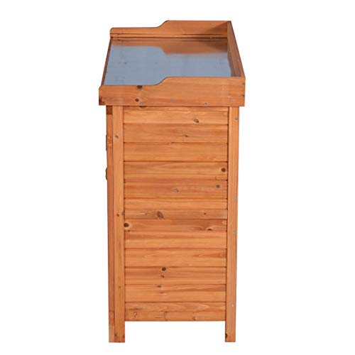 Outdoor Wooden Storage Cabinet with Potting Bench, Natural F921