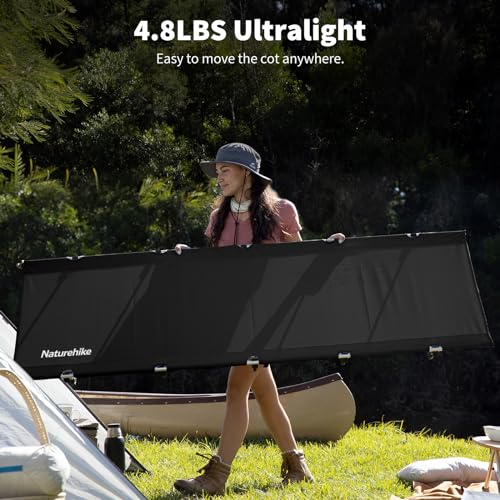 Naturehike Ultralight Camping Cot, Folding Tent Cot, Supports 330lbs, Dark Black H31125