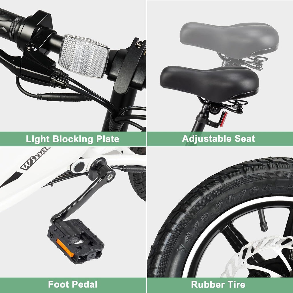 Winado 14" 350W Folding Electric Bike for Adults with Pedal and Dual Disc Brakes L805018