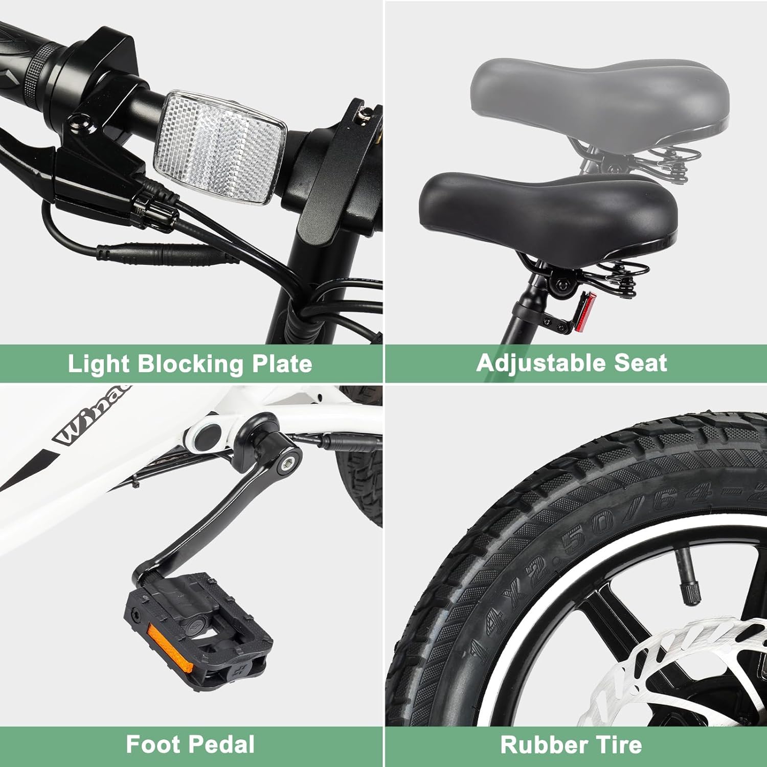Winado 14" 350W Folding Electric Bike for Adults with Pedal and Dual Disc Brakes L805018