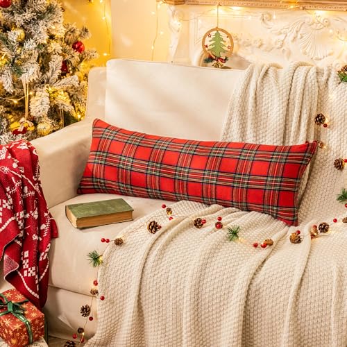Pack of 2 Christmas Plaid Throw Pillow Covers Green 20x20 Inches U98072
