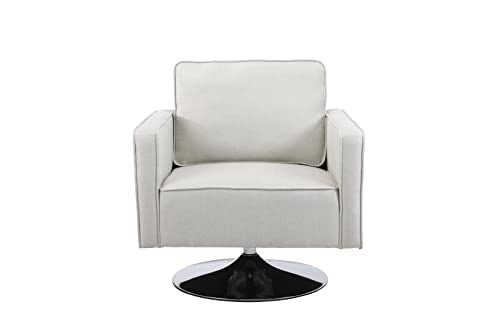 HomVent Swivel Accent Chair, Teddy Fabric Club Chair with Metal Base G3935
