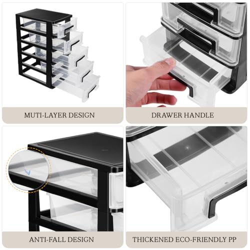 Angoily 4 Drawer Desk Organizer, Plastic Storage Box for Office and Bathroom D28845