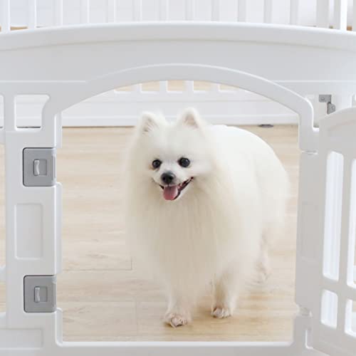 Pet Playpen for Dogs Heavy Plastic Exercise Pen Indoor Outdoor Folding Cage 6 Panels White L83956