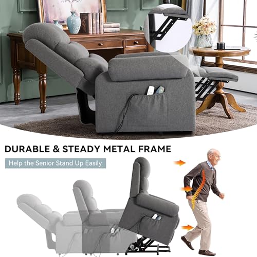 Power Lift Recliner Chair for Elderly with Heat and Massage, Dark Blue Y6453