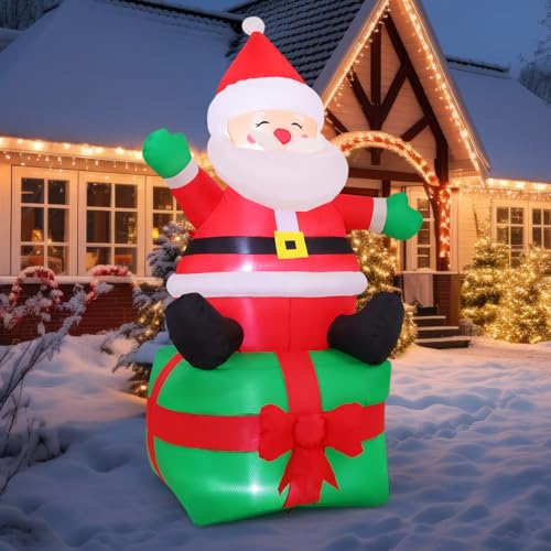 COMIN 7 FT Christmas Inflatables Santa with Built-in LEDs for Outdoor Yard U919