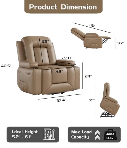 GarveeHome Power Lift Recliner Chair with Heat and Massage, Faux PU, for Elderly I162