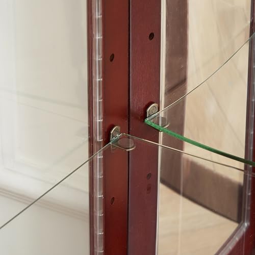 Lighted Glass Curio Cabinet with Adjustable Shelves & Mirrored Back G992993