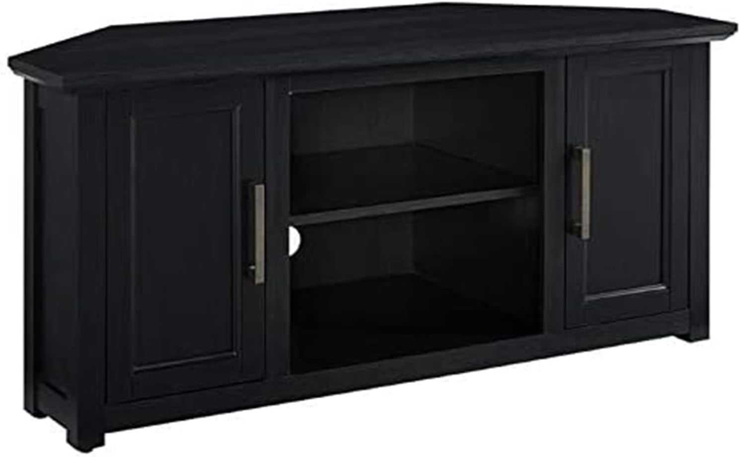 Urban Upmarket 48" Corner Tv Stand Black, 20 x 47.75 x 22 inches, Fits most TV's up to 50", Adjustable Shelving Storage, Integrated Cable Management, Modern Corner TV Stand for Living Room