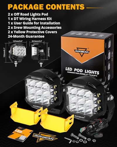 Auxbeam V-MAX Series 72W LED Pod Driving Lights with Amber DRL M188641