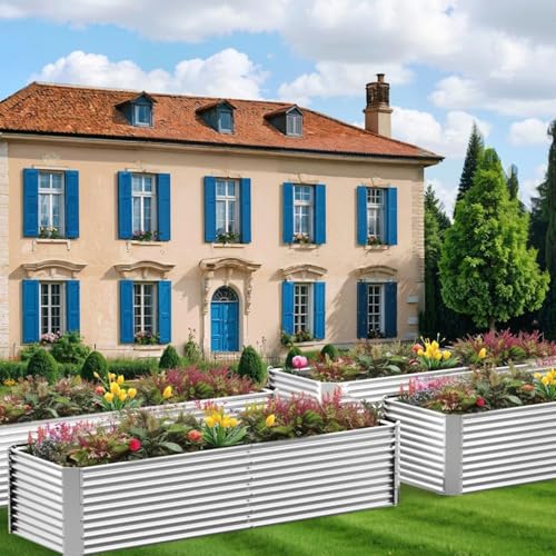 2 Pack 8x4FT Galvanized Raised Garden Bed for Vegetables, Steel, Outdoor Z74554