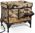 Indestructible Heated Cat House for Outside Winter, 100% Waterproof, Safe Escape Door, Insulated Outdoor Cat Shelter with Heater for Feral Barn Cat Kitty (Forest Green, 26"x16"x18")