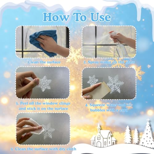 226 PCS Snowflake Window Clings, Reusable Winter Window Decals for Holiday Decor M46237