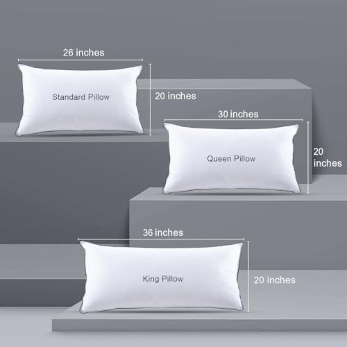 Hotel Feather Pillows King Size Set of 2, Hybrid Goose Down with Mef tek™ Memory Foam, Firm Bed Pillows with Organic Cotton Cover Y90449