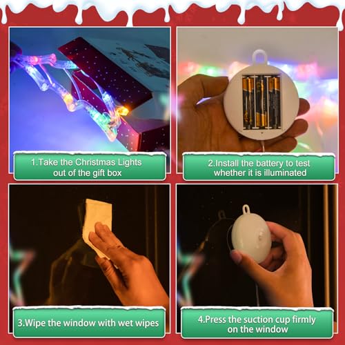 5Pack Christmas Window Lights Snowflake LED with Timer Battery Powered U214