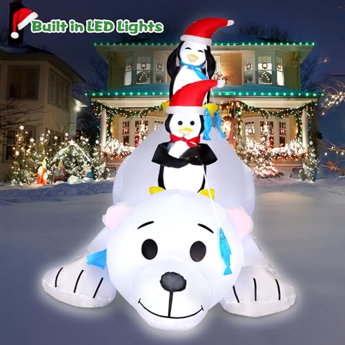 8 FT Christmas Inflatables Santa Claus with Gifts Bag, LED Light, Outdoor Decor F2174