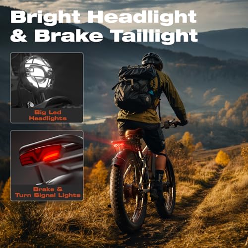3000W Dual Motors Electric Bike for Adults, 52V 25Ah 26" Fat Tire Full Suspension L397237