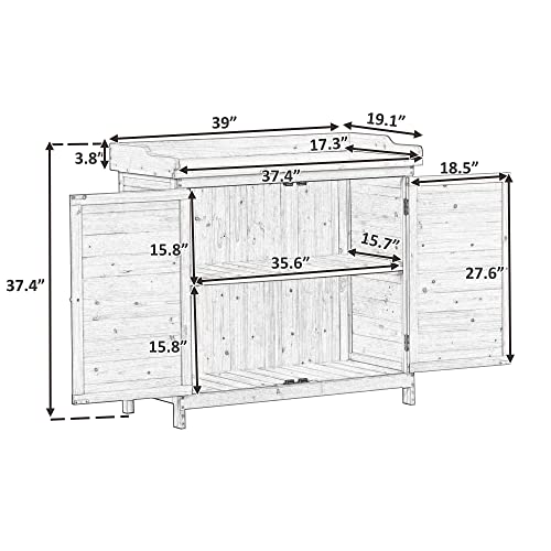 Merax 66" Outdoor Farmhouse Wooden Potting Bench Table with 2 Drawers and Cabinet, Brown U7933