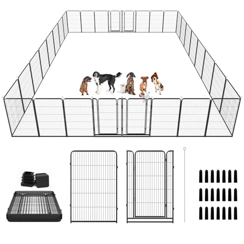 Dog Playpen Outdoor Extra Wide 12 Panels Heavy Duty 40" Height with Doors Portable G77703