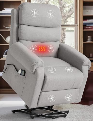 Power Lift Recliner Chair for Elderly with Heat and Massage, Dark Blue Y6453