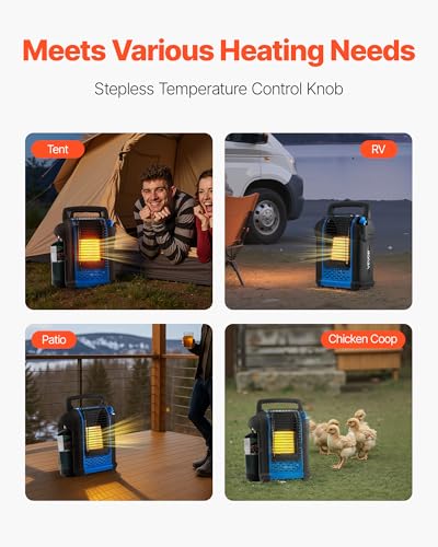 VEVOR Propane Heater, 9000BTU Forced Radiant Space Heater with Tip-over Protection X36202