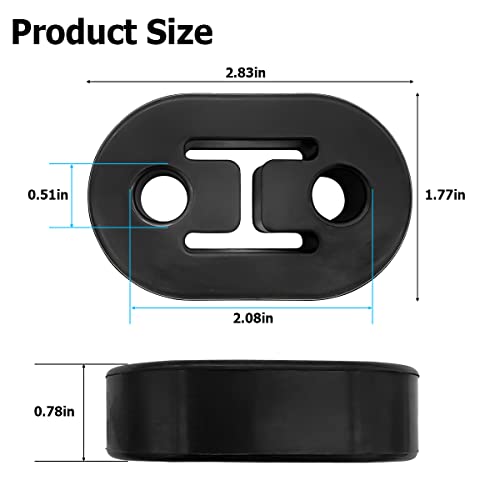 2PCS Car Exhaust Rubber Hanger, Universal 2 Holes 0.43inch Muffler Bracket Mount P825005