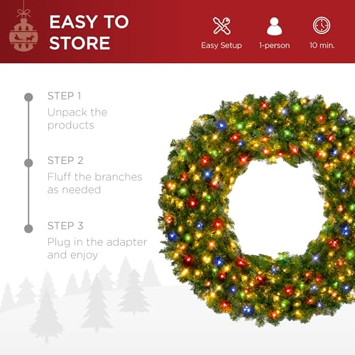 Best Choice Products 60in Pre-Lit Fir Christmas Wreath with 300 LED Lights E577048