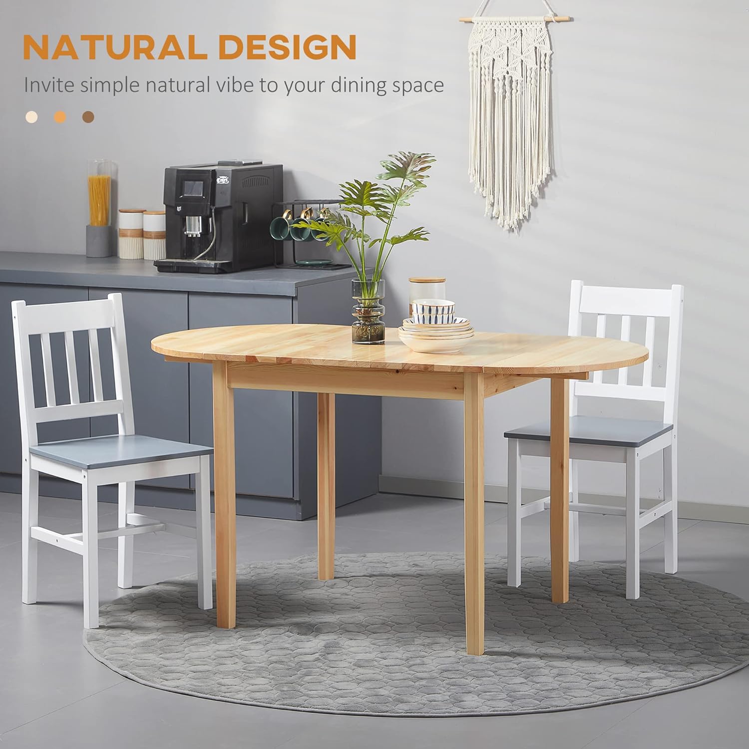 Solid Wood Drop Leaf Dining Table for Small Spaces, 55" X34182