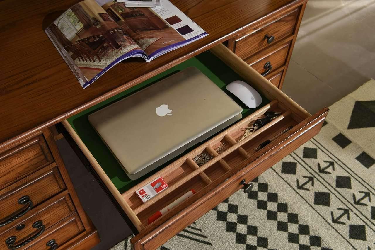 Roll Top Desk Solid Oak Wood 54 Inch Executive with Hutch G2526